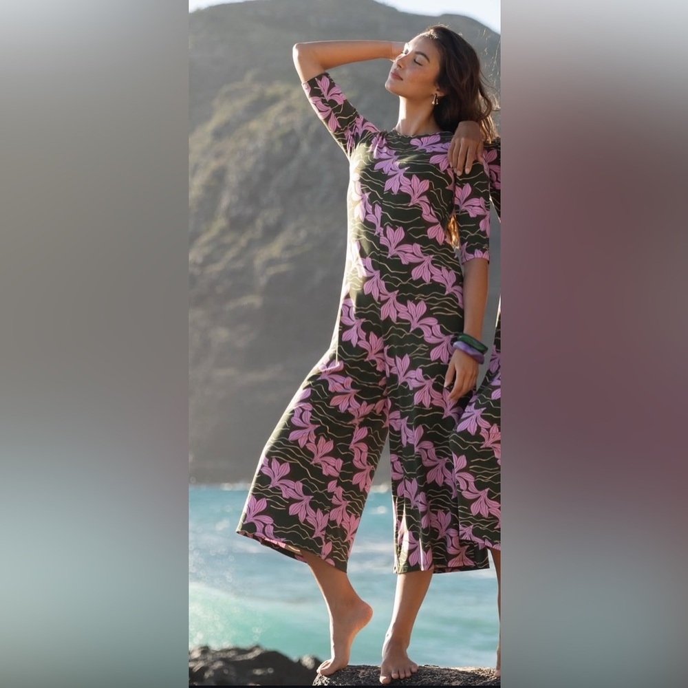 Women's Pink Floral Wide-Leg Jumpsuit